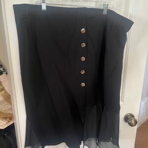 Ashley Stewart Black Asymmetrical Skirt with Button Accents